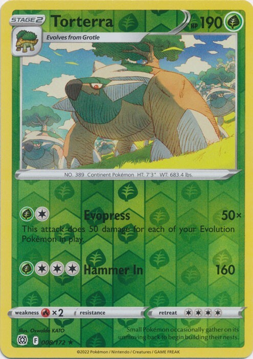 Reverse Holo Torterra 008/172 Rare  Brilliant Stars Pokemon TCG