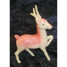 VTG Pink Celluloid Reindeer Figurine Japan MCM Kitch Christmas 1950s