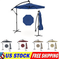 10FT Cantilever Patio Umbrella with Cross Base Outside Umbrellas for Backyard
