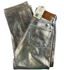 Levi's Premium 501 90's Ankle Women 26x27 Metallic Foil Coated Straight Leg Jean