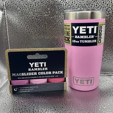 YETI Rambler 10oz Tumbler Power Pink W/ 3pack MAGSLIDERS Brand New