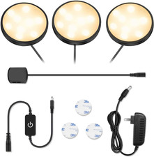LED Puck Lights, under Cabinet Lighting Black Trim, 3000K Warm White, CRI90 , To