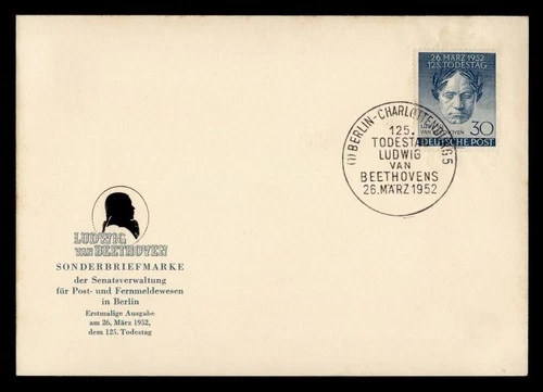 DR WHO 1952 GERMANY FDC BEETHOVEN MUSIC M77162