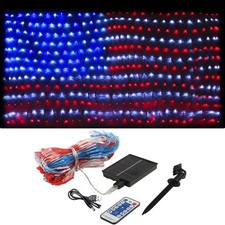 Solar American Flag Lights, 2 in 1 Solar Powered  Plug in American Flag Ligh...