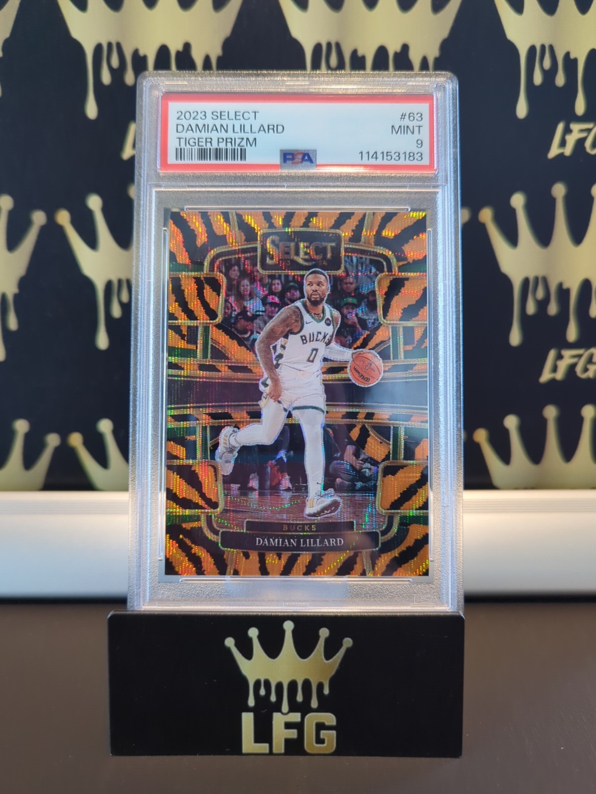 2023-24 Panini Select - Concourse Damian Lillard #63 Tiger Stripes Prizm