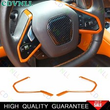 Cubierta de borde de volante naranja brillante para Corvette C8 20-2026 2*