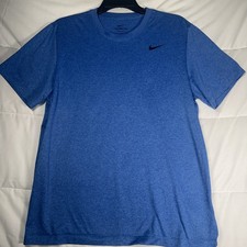 Nike Dri-FIT Men's Training T-Shirt Blue Crew Neck Short Sleeve L Black Logo