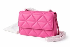 NWT Quilted Pink Mini Crossbody Purse Handbag w Dust Bag   Structured Flap Bag