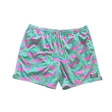 Vineyard Vines Swim Trunks XXL Green Pink Fish Tropical Leaf Board Shorts Summer