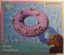 Afro Unicorn 39-IN DIVINE Inflatable Swim Ring Float Pool Beach Lake PURPLE