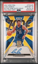 2021-22 Panini Spectra Luka Doncic In The Zone GOLD 10/10 PSA 10 Auto 10 POP 1