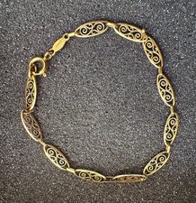 9ct gold ladies filigree link bracelet full uk hallmarks 3.48g