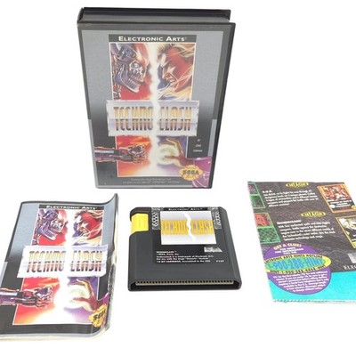 Techno Clash Sega Genesis CIB Manual Case Poster Electronic Arts EA 1993 Game