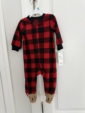 New Carter's Baby One-Piece Plaid Fleece Zip-Up Sleep  Play Footed Pajamas 6mos