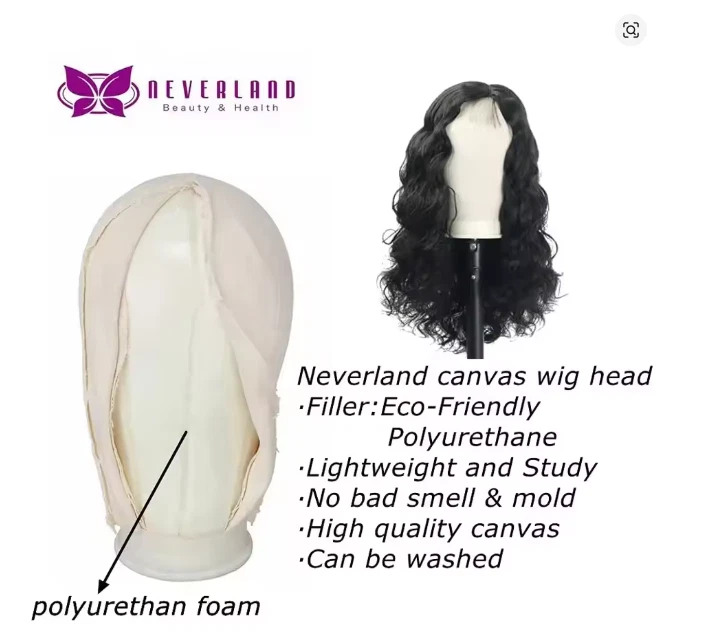 22" Canvas Mannequin Head – Wig Display & Styling Block with Stand - Image 4 of 4