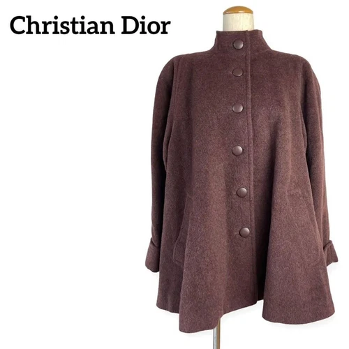 Raro cappotto di lana stile bordeaux Christian Dior anni 80 taglia grande spalline in