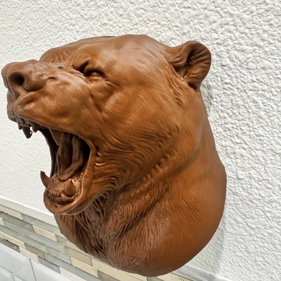 Fierce Grizzly Bear Head 8” Wall Mount Sculpture Realistic Animal Decor Mount - Image 4 of 4