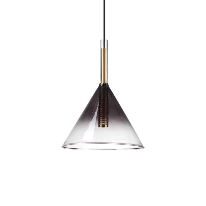 Ideal Lux EMPIRE SP1 Lampada Cono Vetro Fumé e Oro 309798