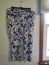 Lily Pulitzer Under Sea Coral Casual Navy Blue White Size 12 Pants