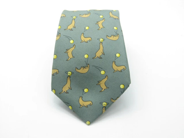 Used tie HERMES tie Pattern regular pattern Green… - image 1