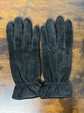 Suede Leather Gloves Black Fleece Lined Thinsulate 40gram Medium