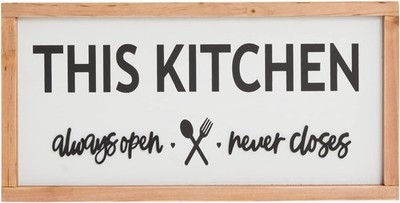 Wandschild Küche aus Holz. ''Diese Küche immer geöffnet schließt nie'' 40x20cm