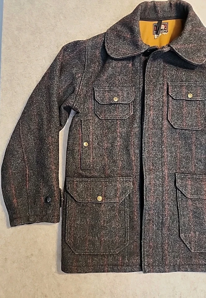 Vintage 50’s Woolrich Men’s Lined Herringbone Wool Mackinaw Hunting Jacket Sz 40 - Image 3 of 4