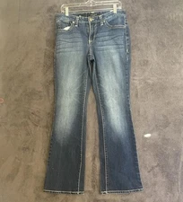 Nine West Womens Size 10 Medium Wash Mid Rise Embellished Bootcut Jeans