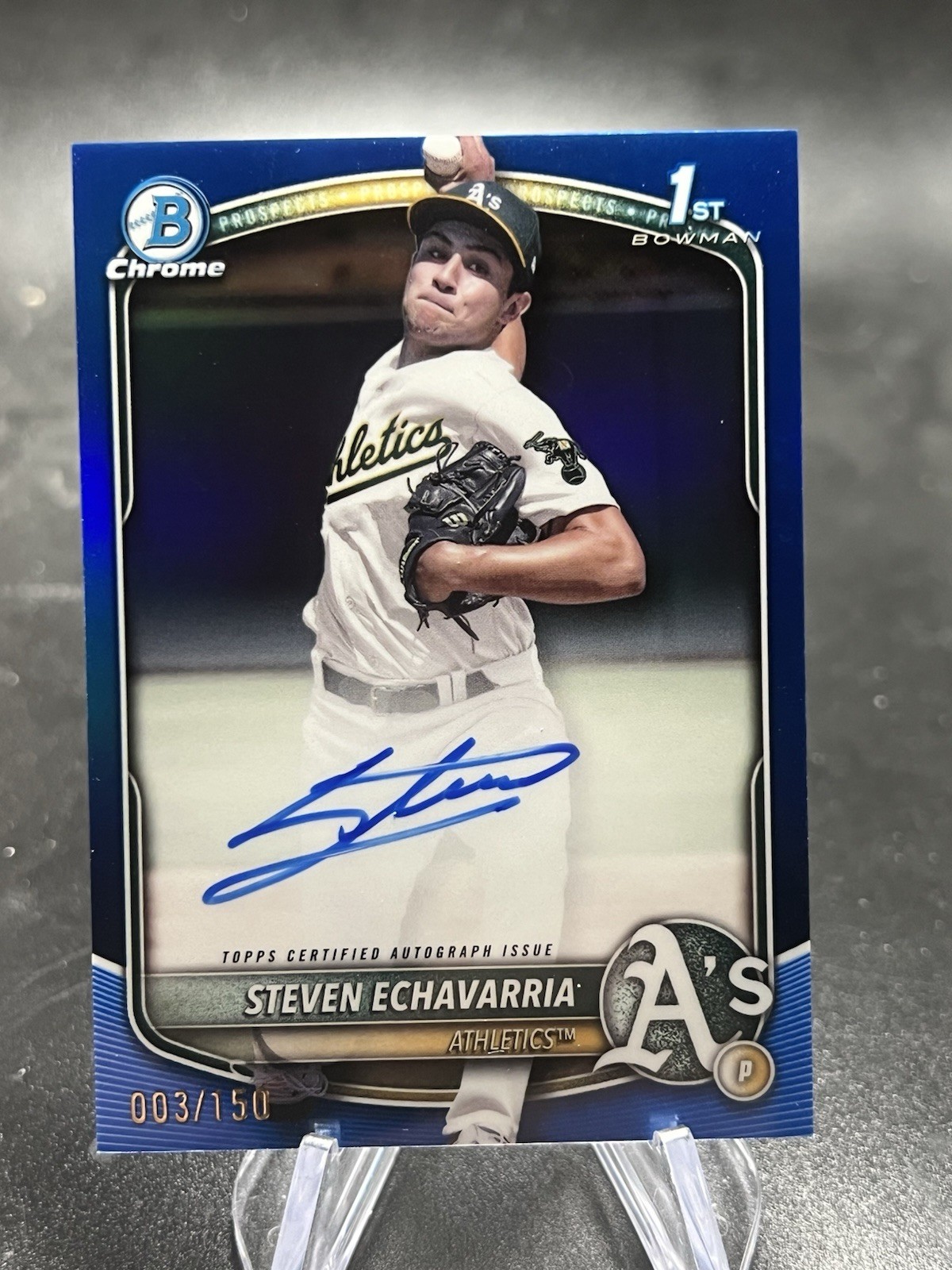 2025 Bowman Steven Echavarria Chrome Auto Blue Refractor 1st #/150