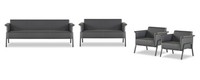 Dunkelgraue Arbeitszimmer Sessel Textil Sitzbank Dreisitzer 2-Sitzer