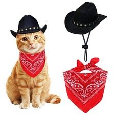 PAYHTOW Pet Cowboy Costume, Cat Dog Halloween Costumes Small, Black