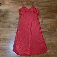 Vintage 90s Val Mode Lingerie Red Paisley Long Slip - Size XL Est. 