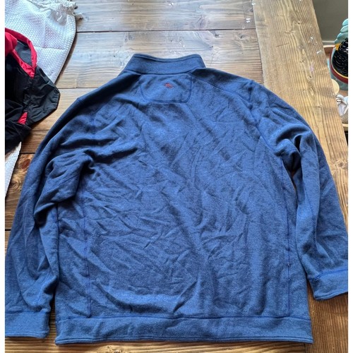 Tommy Bahama Mens Blue Textured Half Zip Pullover Mock Neck Sweater Large - Picture 6 of 6