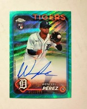 Wenceel Perez 2024 Topps Chrome RC AUTO AQUA Wave REFRACTOR 084/199 Tigers W6