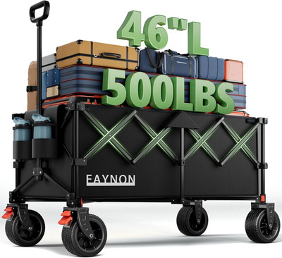 46'' L Collapsible Foldable Extended Wagon, 500LB Weight Capacity with 280L Heavy