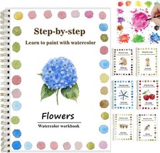 OYVOYV Watercolor Workbooks with 12 Illustractions without palette, Flowers