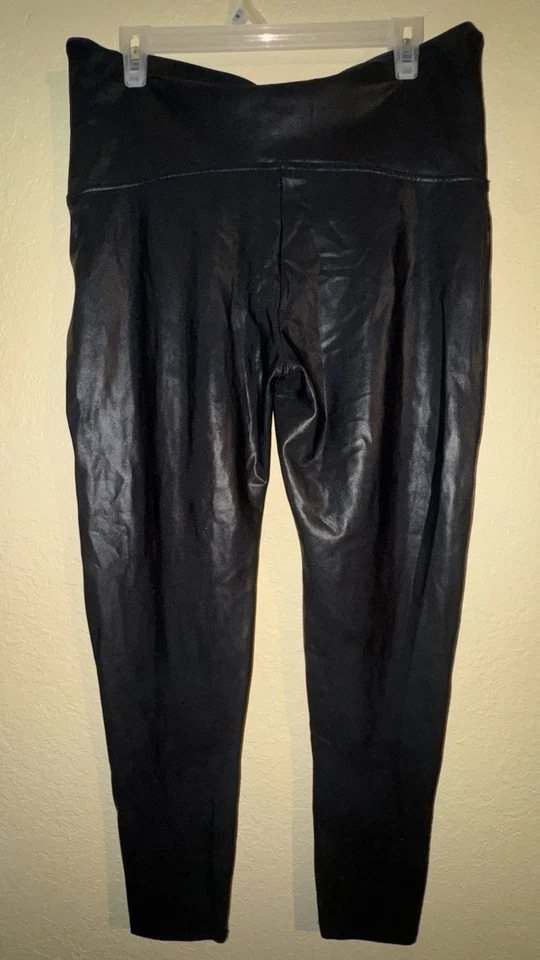 SPANX Faux Leather Leggings Sz 3X Black Shaping Waist Smooth Fit High Waist EUC! - Image 3 of 4