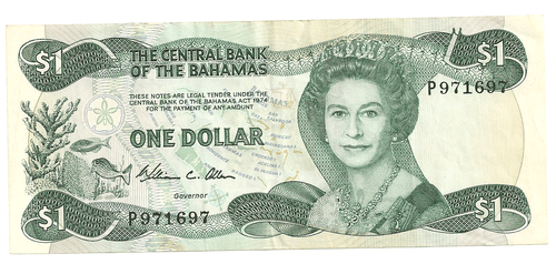 1974 The Central Bank of the Bahamas One Dollar Banknote ~ P971697 - Bild 1 von 2