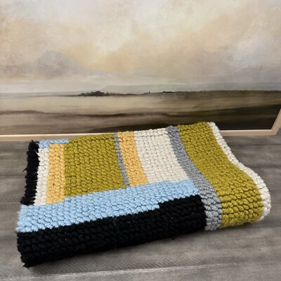 West Elm Quiet Town Tam Bath Mat Runner 22 x56  Storm Multicolor Used Read