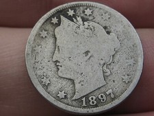 1897 Liberty Head V Nickel 5 Cent Piece- VG/Fine Details