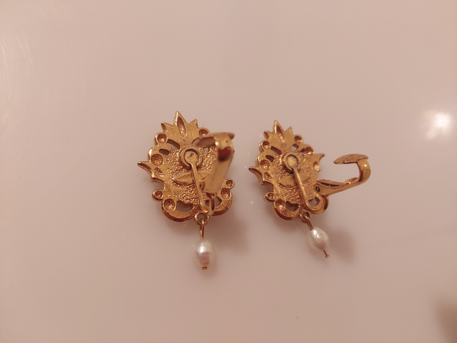 Avon black enamel drop dangle rectangular clip ea… - image 7