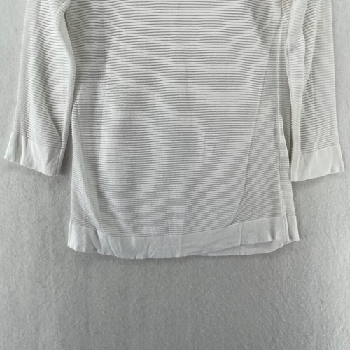 Design History Blouse Womens Sz M White Ribbed V Neck Knitted Long Sleeve Top - Picture 10 of 13