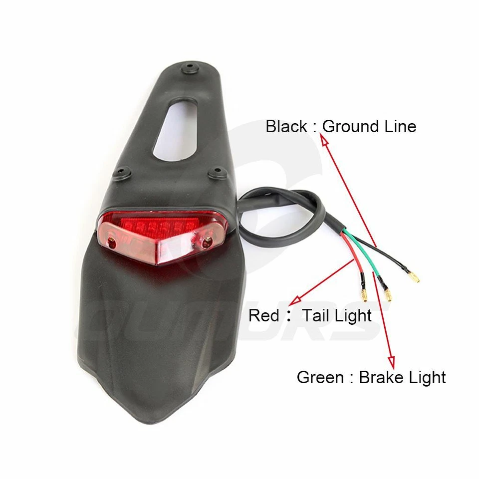 Universal Enduro Bike Rear LED Fender Brake Tail Light Turn Signal Dirt Off-road - Image 3 of 4