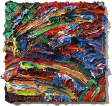 ORIGINAL OIL█PAINTING VINTAGE ART█SIGNED IMPRESSIONISM POP█ABSTRACT NATURE DECO