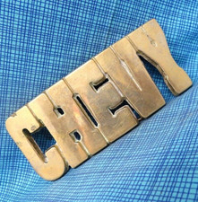 CHEVY Belt Buckle Iconic 70s Cut Out Brass Name Vintage Baron Taiwan   .DBD760
