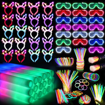 260PCS Glow in the Dark Party Supplies, Glow Sticks Glasses Favors, 20PCS 