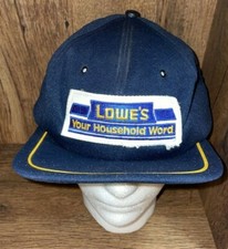 Vintage Lowe's Your Household Word Trucker Snapback Hat Blue