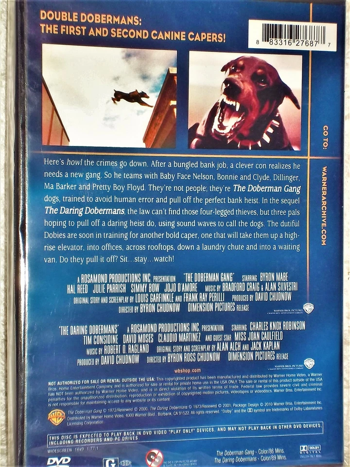 The Doberman Gang/The Daring Dobermans [1972] (DVD, 2001) NEW vicious dog horror - Image 2 of 2