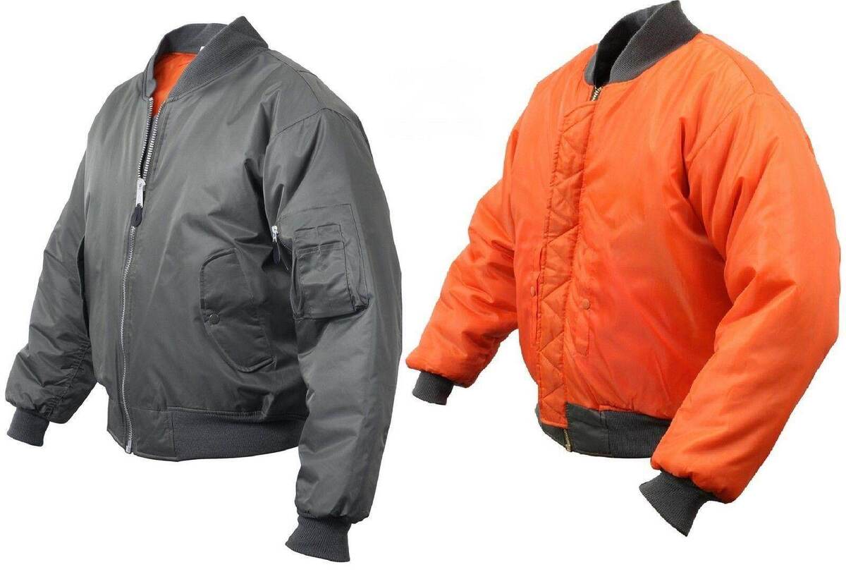 Blouson Aviateur Bombers MA-1 Gun Metal Gris Réversible Blouson Aviateur Bombers MA-1 Gun Metal Gris Réversible
