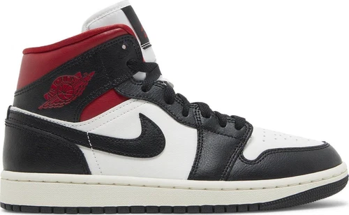 Jordan 1 Mid Black Sail Gym Red W